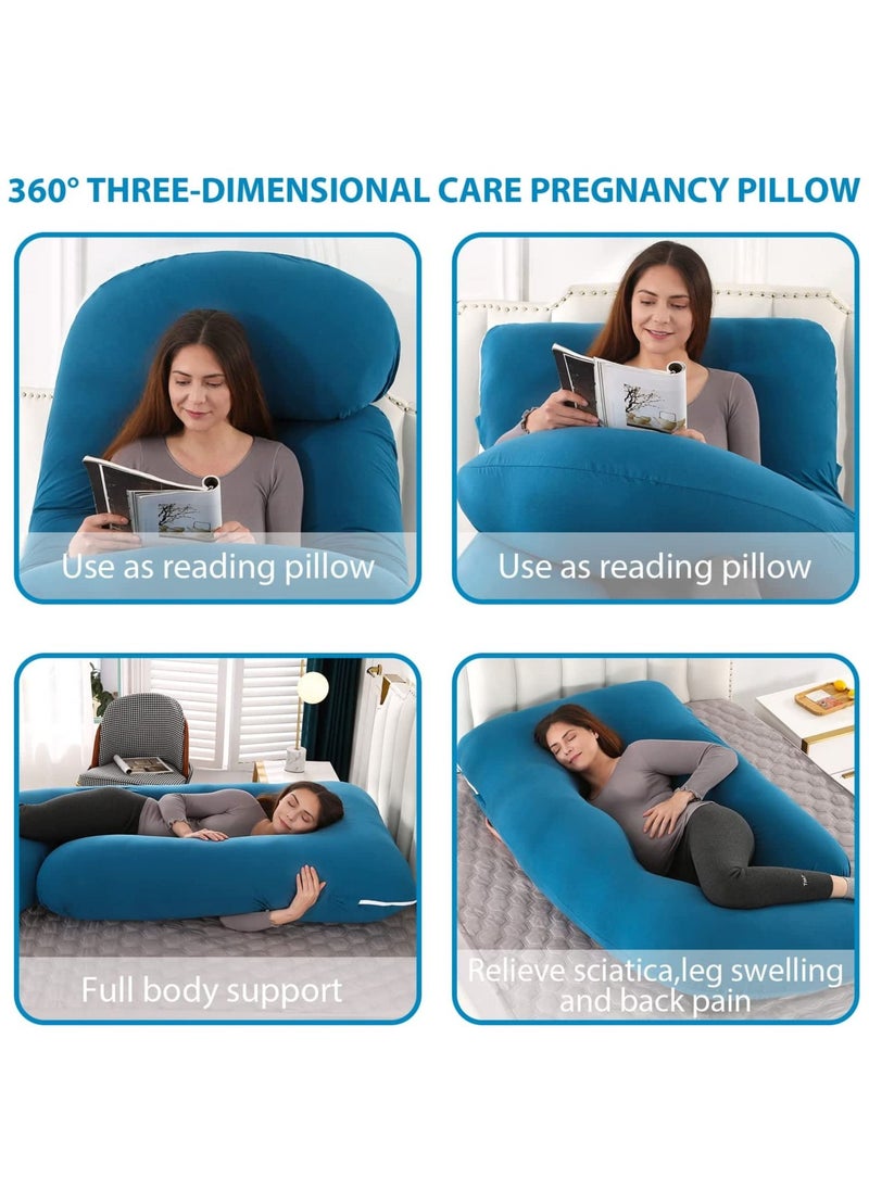 Arabest Pregnancy Body Pillow G Shaped Full Body Maternity Pillow with Removable Cooling Cover for Pregnant Women， Support to Head,Neck, Legs and Back Blue  - Image 4