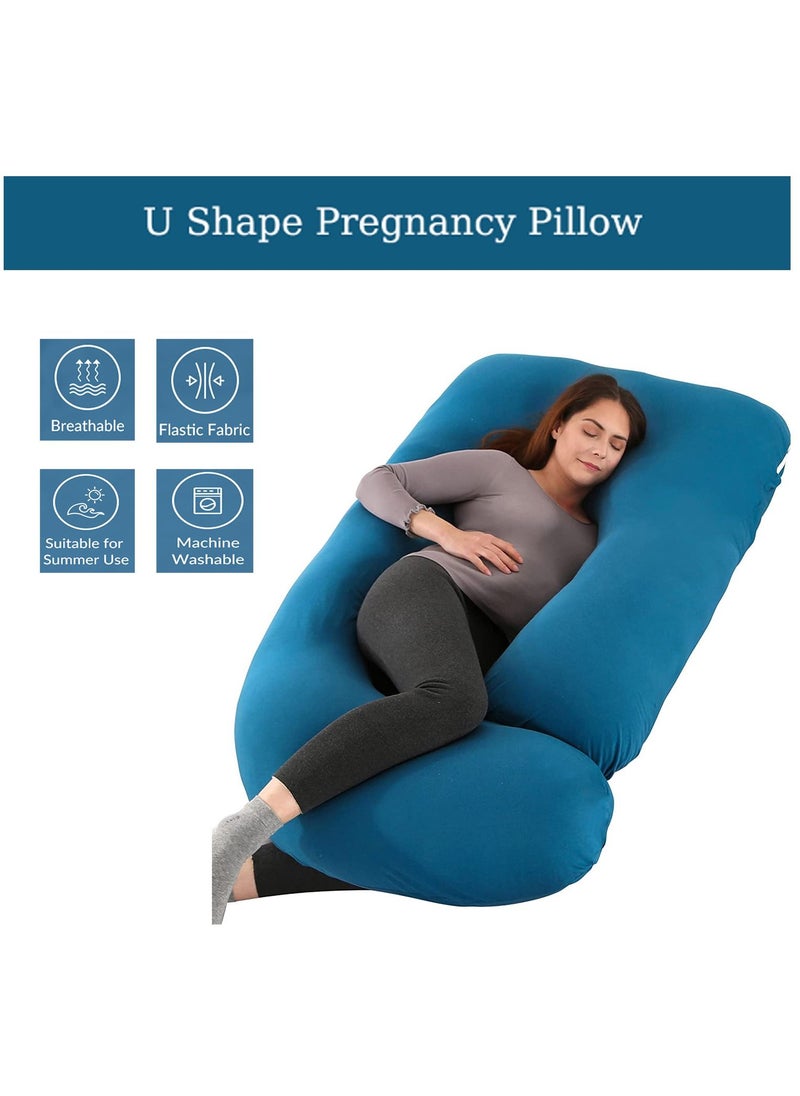 Arabest Pregnancy Body Pillow G Shaped Full Body Maternity Pillow with Removable Cooling Cover for Pregnant Women， Support to Head,Neck, Legs and Back Blue  - Image 1