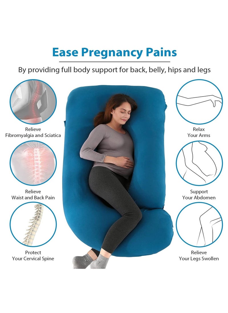 Arabest Pregnancy Body Pillow G Shaped Full Body Maternity Pillow with Removable Cooling Cover for Pregnant Women， Support to Head,Neck, Legs and Back Blue  - Image 5