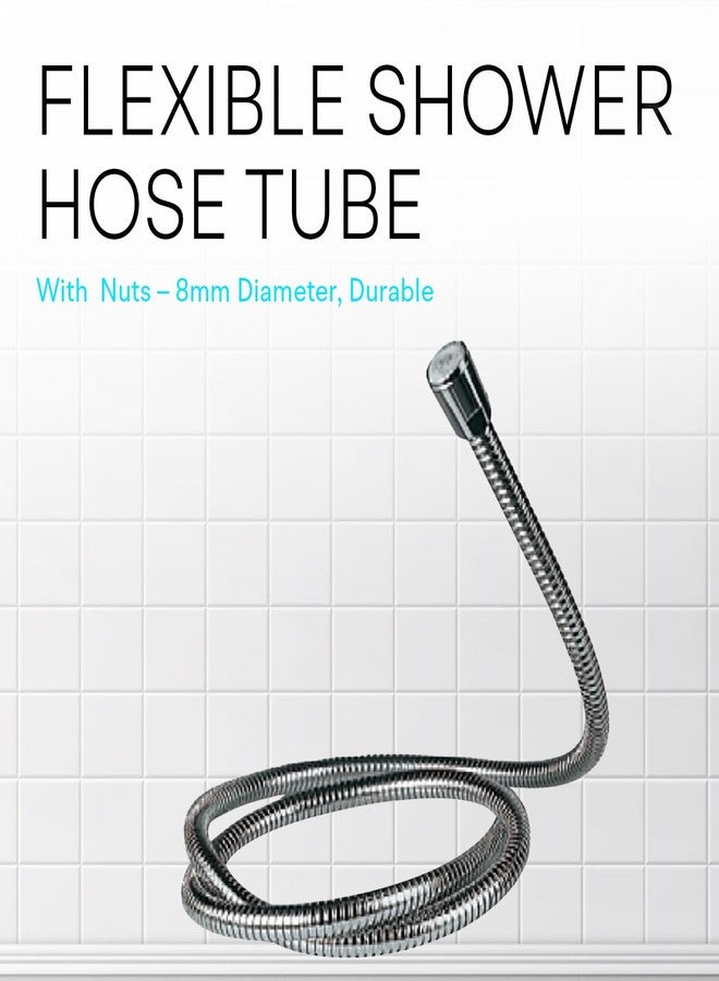 Jaquar 1.5M Flexible Shower Hose Tube with Nuts - 8mm Diameter, Durable & Easy-to-Install Bathroom Plumbing Accessory, Sliver, Chrome Finish - Image 2