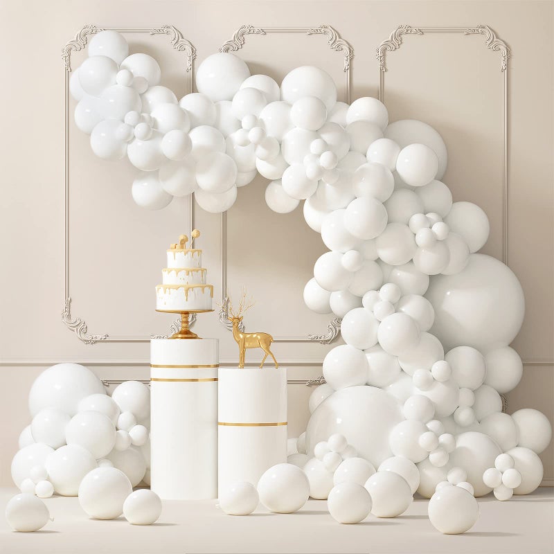 RUBFAC 87pcs White Balloons Different Sizes 18 12 10 5 Inches for Garland Arch, Premium Party Latex Balloons for Birthday Party Wedding Anniversary Baby Shower Party Decoration - Image 1