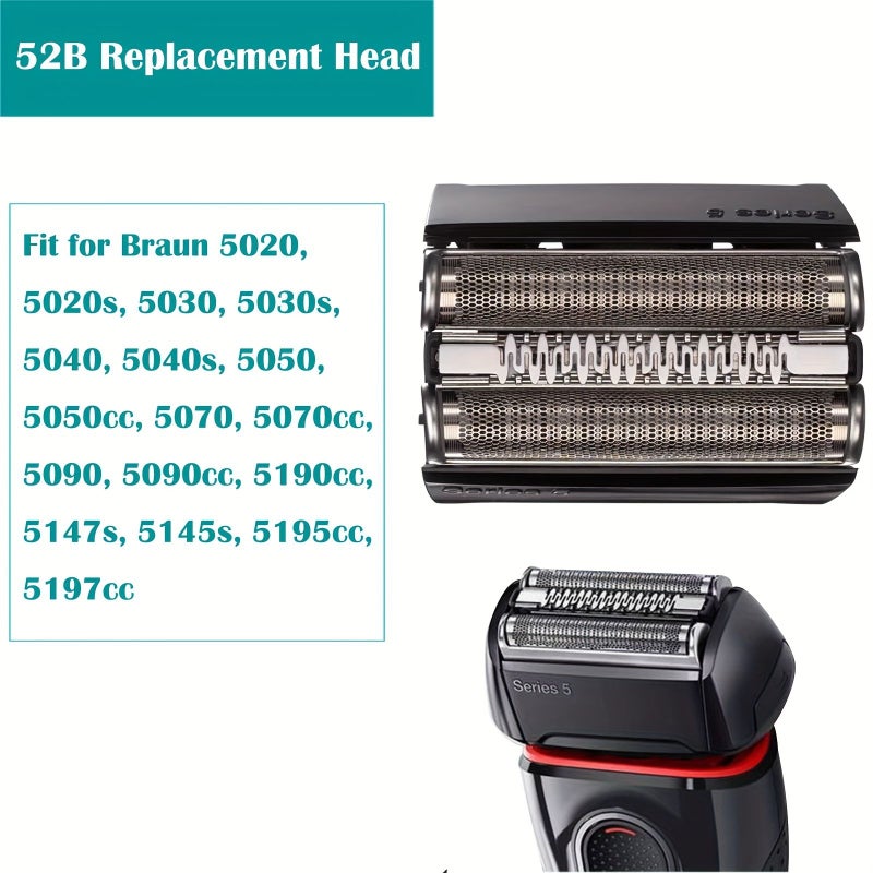 Replacement Foil Cutter 52B 2PC Compatible With Braun Series 5 5018S 5020CS 5050CS 5031S Electric Shaver Razor Head Part - Image 3