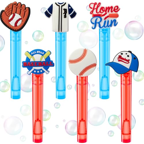 Winrayk Baseball Party Favors 24Pcs Baseball Themed Mini Bubble Wands for Kids Bubbles Bulk with Detachable Topper 6 Styles Birthday Gift Classroom Prizes Girl Boys Sports Goody Bag Stuffer Supply - Image 1