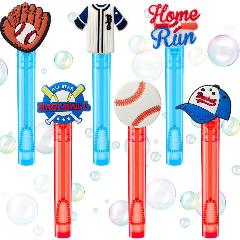 Winrayk Baseball Party Favors 24Pcs Baseball Themed Mini Bubble Wands for Kids Bubbles Bulk with Detachable Topper 6 Styles Birthday Gift Classroom Prizes Girl Boys Sports Goody Bag Stuffer Supply - Image 3