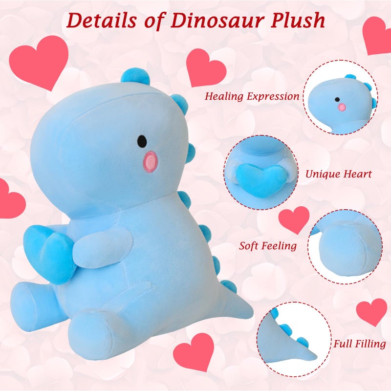 SQEQE Dinosaur Stuffed Animal, Loving Soft Dino Plush Toys with Holding Heart, Sweet Romantic Anniversary Birthday Gift for Her Girls Boys Girlfriend(Blue,12 inch) - Image 4