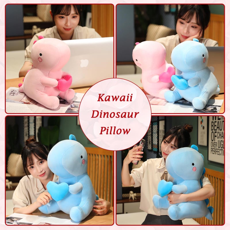 SQEQE Dinosaur Stuffed Animal, Loving Soft Dino Plush Toys with Holding Heart, Sweet Romantic Anniversary Birthday Gift for Her Girls Boys Girlfriend(Blue,12 inch) - Image 5