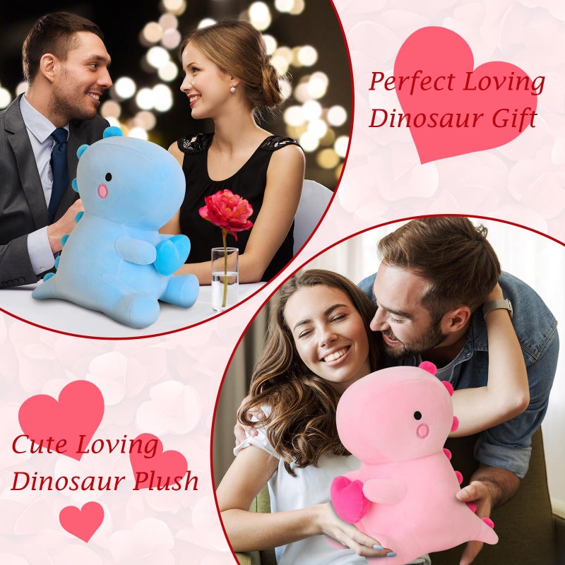 SQEQE Dinosaur Stuffed Animal, Loving Soft Dino Plush Toys with Holding Heart, Sweet Romantic Anniversary Birthday Gift for Her Girls Boys Girlfriend(Blue,12 inch) - Image 3