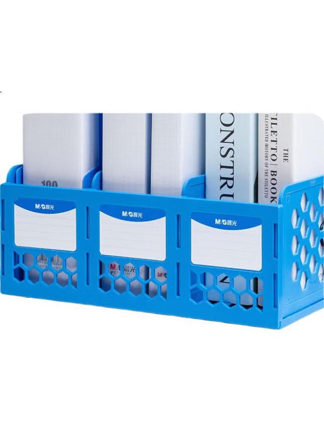 M.G M&G Stationery Three-tier Hollow Desktop File Organizer, Three-column With Labels, Stable File Tray/file Basket/do Ent Holder, Blue Single Pack Adm929r7b - Image 1