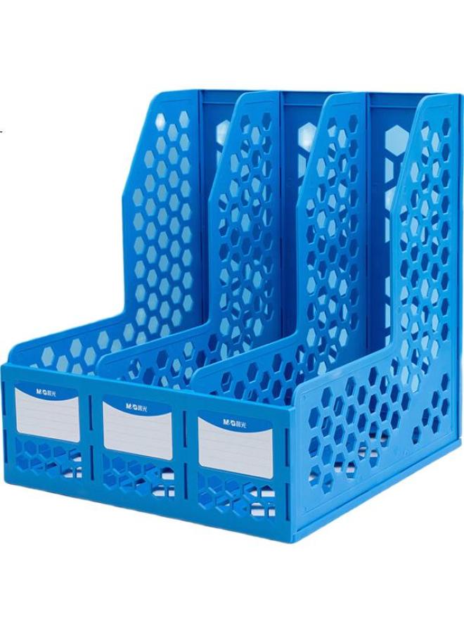 M.G M&G Stationery Three-tier Hollow Desktop File Organizer, Three-column With Labels, Stable File Tray/file Basket/do Ent Holder, Blue Single Pack Adm929r7b - Image 3