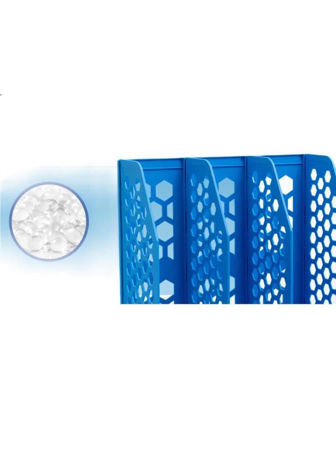 M.G M&G Stationery Three-tier Hollow Desktop File Organizer, Three-column With Labels, Stable File Tray/file Basket/do Ent Holder, Blue Single Pack Adm929r7b - Image 2