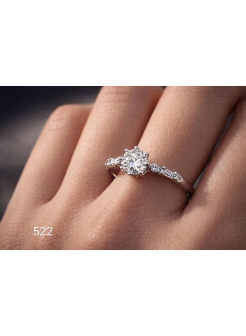 3Diamonds Solitaire Style Ring with Cubic Zirconia, Platinum Rhodium Plated - Image 1