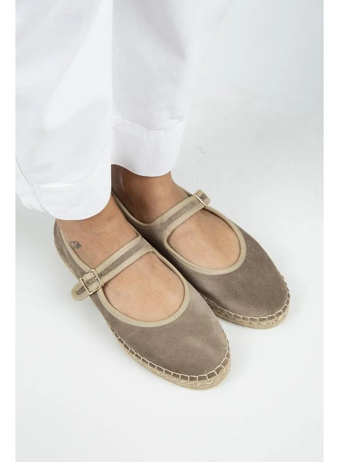 Manijero  Lipa Women's Genuine Leather Single-Strap Espadrille Babet Beige Shoes. for Women | Best Price UAE