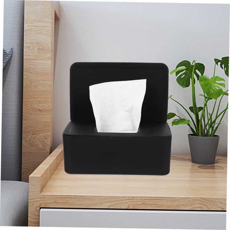 Black Desktop Tissue Holder 18.5 cm Simple Design Tissue Case for Home Office Accessory - Image 4