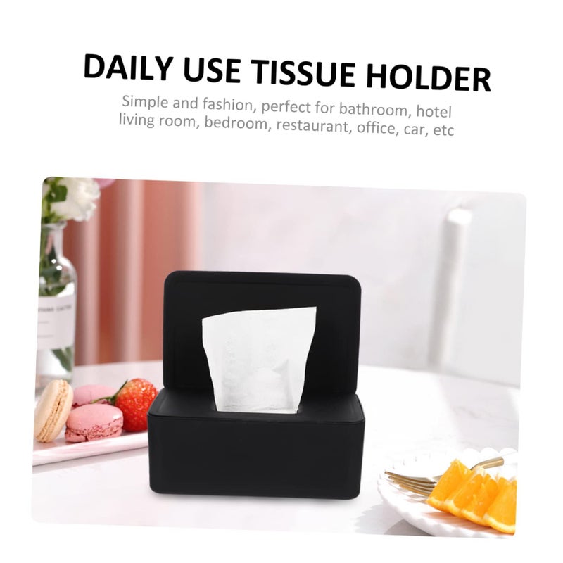 Black Desktop Tissue Holder 18.5 cm Simple Design Tissue Case for Home Office Accessory - Image 5