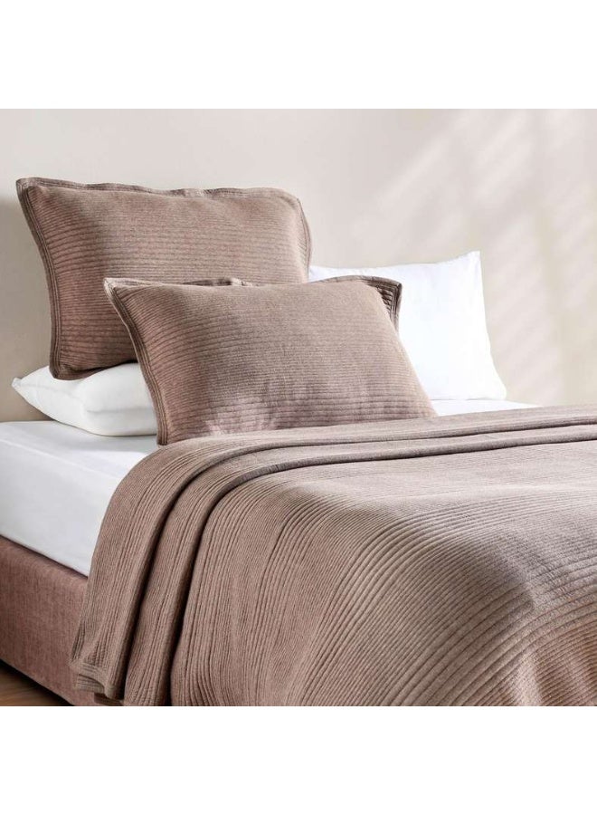 Pan Home Cloud Melange Quilted Bedspread Set - Taupe - Image 1