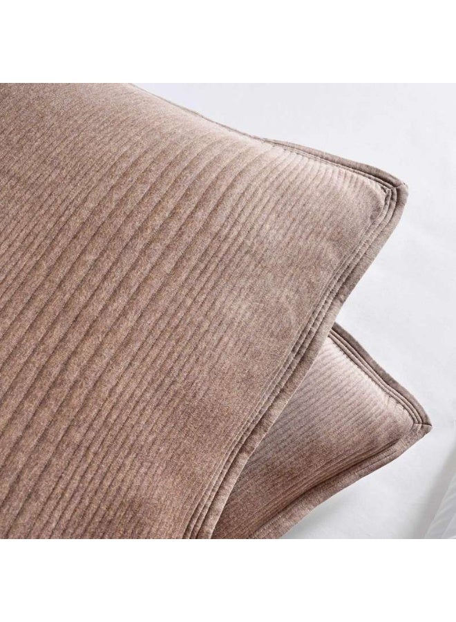 Pan Home Cloud Melange Quilted Bedspread Set - Taupe - Image 4