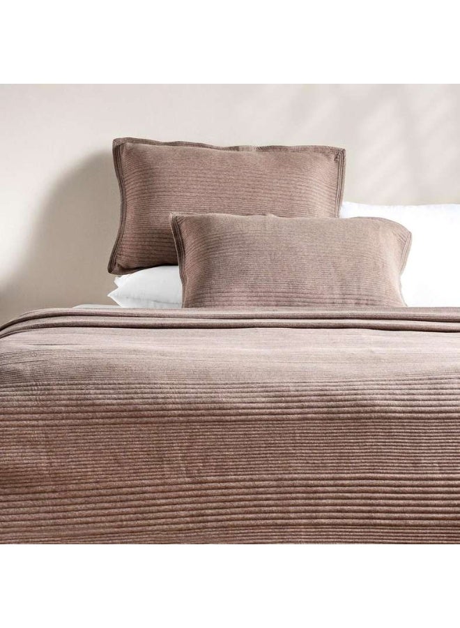 Pan Home Cloud Melange Quilted Bedspread Set - Taupe - Image 2