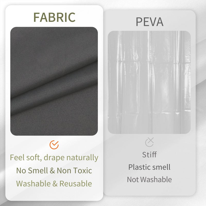 ALYVIA SPRING Waterproof Fabric Shower Curtain Liner - Soft & Light-Weight Cloth Shower Liner, 3 Bottom Magnets, Hotel Quality & Machine Washable - Standard Size 72x72, Dark Gray - Image 5