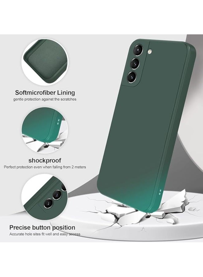 جراب سيليكون لهاتف Samsung Galaxy S21Plus، غطاء مطاطي ناعم من جل السيليكون، غطاء خلفي مقاوم للصدمات بلمسة نهائية غير لامعة، بطانة داخلية من القماش مع حماية للكاميرا لهاتف Galaxy S21+، أخضر - Image 2