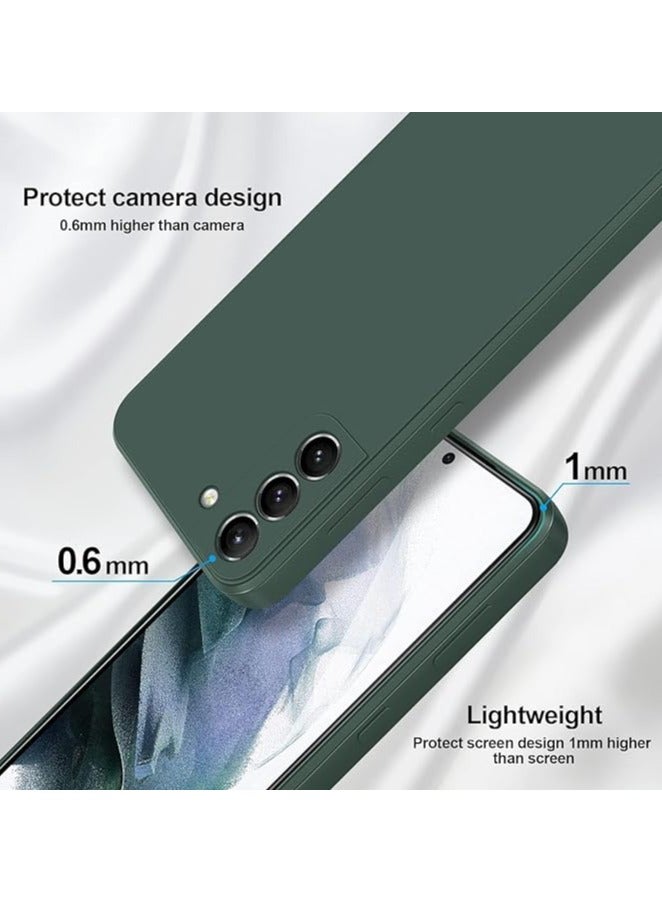 جراب سيليكون لهاتف Samsung Galaxy S21Plus، غطاء مطاطي ناعم من جل السيليكون، غطاء خلفي مقاوم للصدمات بلمسة نهائية غير لامعة، بطانة داخلية من القماش مع حماية للكاميرا لهاتف Galaxy S21+، أخضر - Image 3