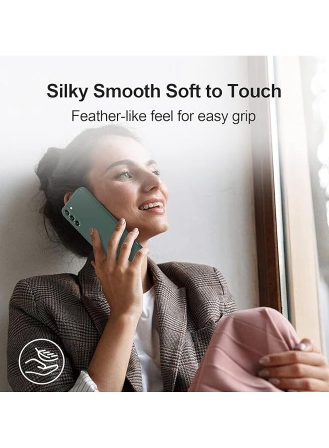 جراب سيليكون لهاتف Samsung Galaxy S21Plus، غطاء مطاطي ناعم من جل السيليكون، غطاء خلفي مقاوم للصدمات بلمسة نهائية غير لامعة، بطانة داخلية من القماش مع حماية للكاميرا لهاتف Galaxy S21+، أخضر - Image 4