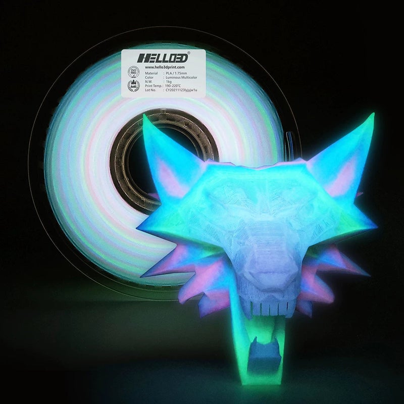 1kg Luminous Rainbow PLA 3D Printer Filament – 1.75mm Glow in The Dark Multicolor Filament for Creative 3D Printing  Projects - Image 1