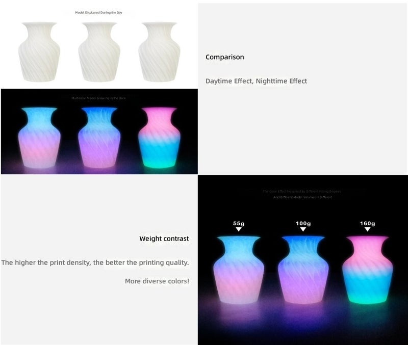 1kg Luminous Rainbow PLA 3D Printer Filament – 1.75mm Glow in The Dark Multicolor Filament for Creative 3D Printing  Projects - Image 3