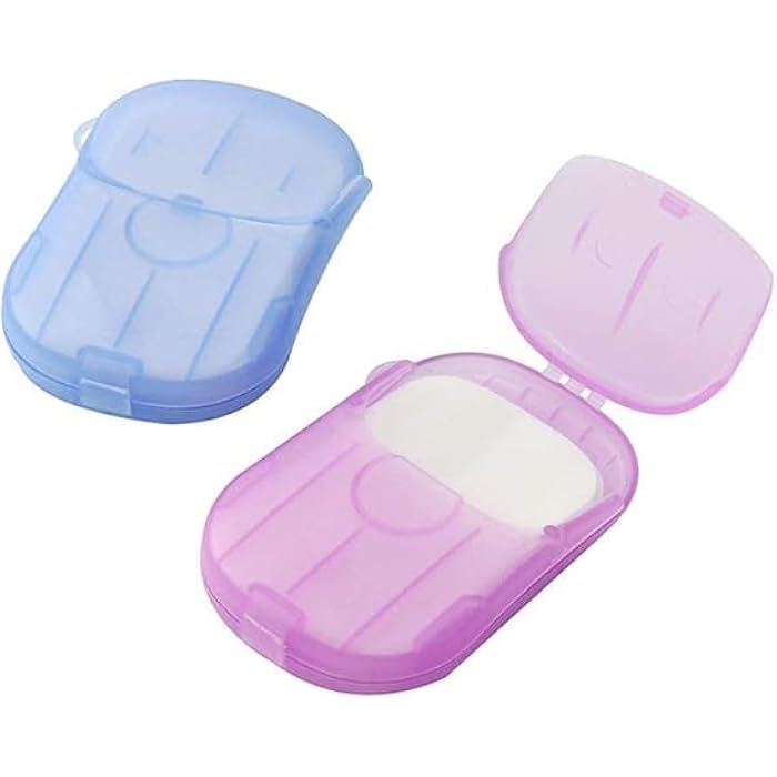 Portable Soap Box (2 Pieces), Mini Soap Chip Box for Hand Washing Travel (Multicolor) - Image 1