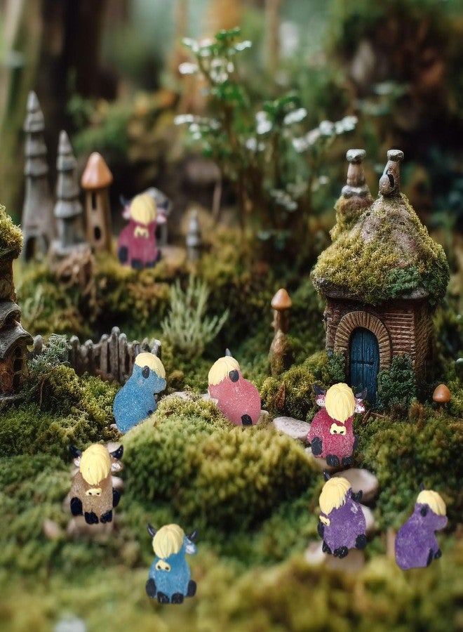 Beeveer 75 Pcs Mini Highland Cow Figurines Bulk Glitter Highland Cow Mini Figures Cute Resin Miniature Animals Tiny Statues Sculpture Ornament for Cake Topper Landscape Office Garden Desk Party Tabletop Decor - Image 5