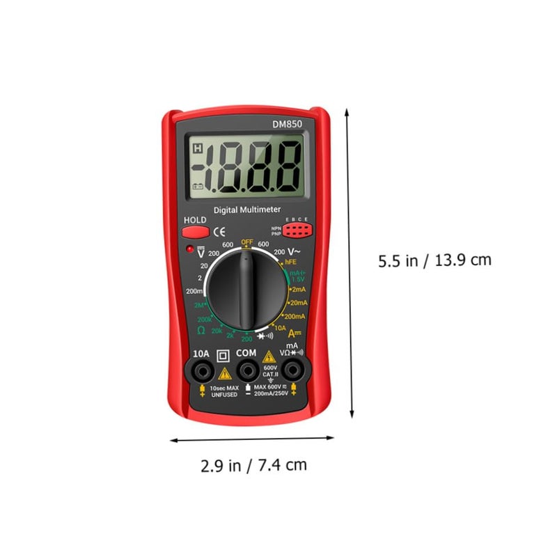 Auto-ranging Digital Multimeter for Home Electrical Repair, Handheld Volt Current Tester with Diode Continuity Measurement, Red Sturdy Design for Ac Dc Voltage Testing - Image 2