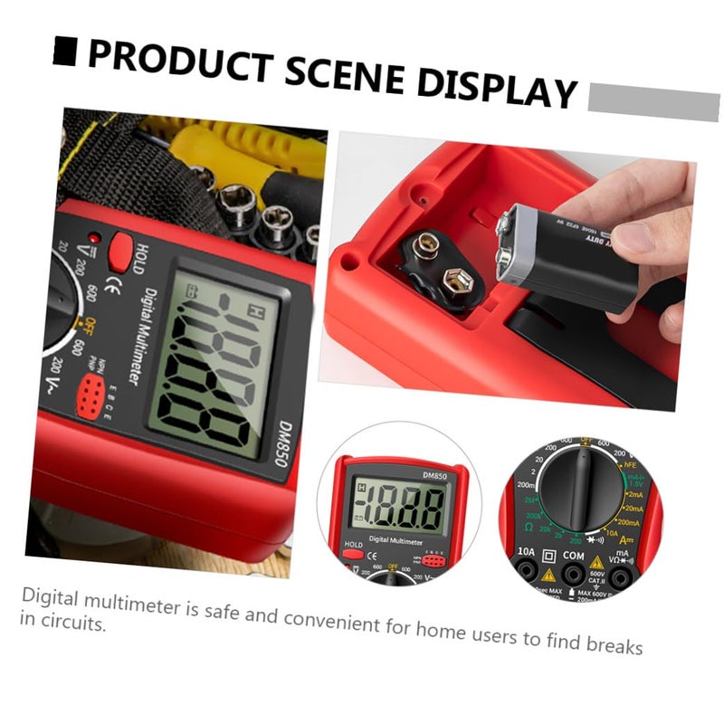 Auto-ranging Digital Multimeter for Home Electrical Repair, Handheld Volt Current Tester with Diode Continuity Measurement, Red Sturdy Design for Ac Dc Voltage Testing - Image 3
