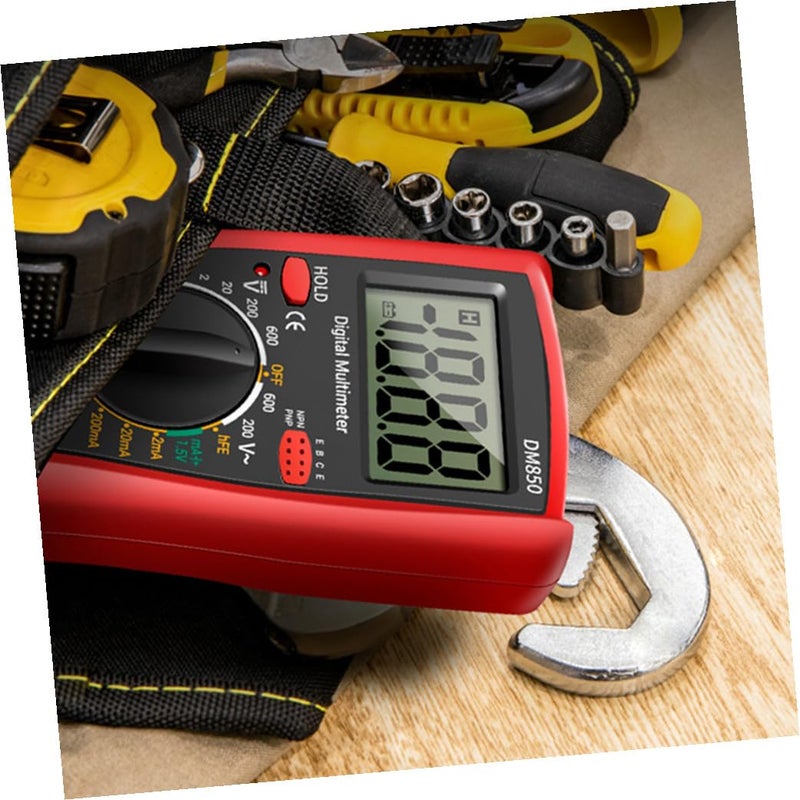 Auto-ranging Digital Multimeter for Home Electrical Repair, Handheld Volt Current Tester with Diode Continuity Measurement, Red Sturdy Design for Ac Dc Voltage Testing - Image 4