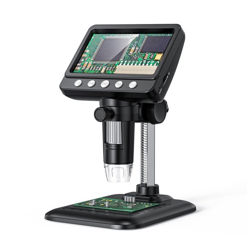 50-1000X Digital Microscope 4.3 Inch IPS 2MP HD Lens 8LED Adjust Light 2000mAh Electronic Magnifier for Repair, Collectible, PC Inspection - Image 1