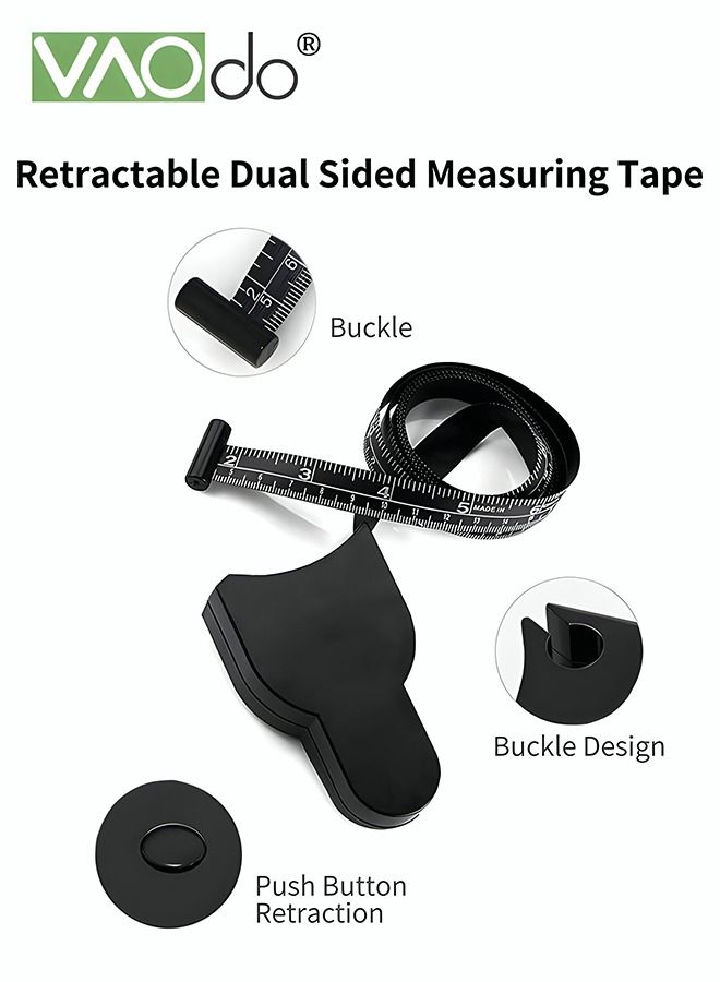 VAOdo Leather Tape Measure with ABS Handle Measurements for Fitness Automatic Girth Dual Units Centimeter and Inch Black - Image 5