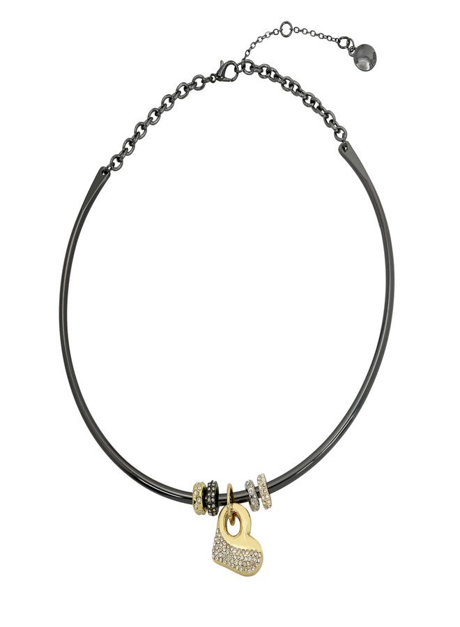 Steve Madden Womens Puffy Heart Charm Wire Necklace - Image 1