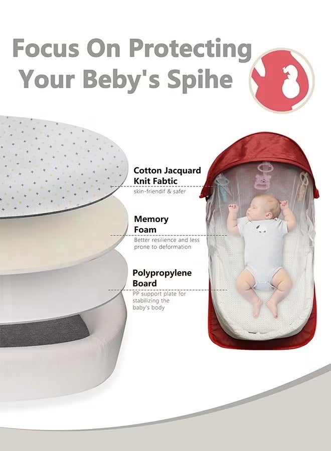 general Baby Bed Portable Baby Bed Foldable Infant Crib With Cartoon Toys Detachable Cotton Cover Suitable for Travel and Home Use Easy to Carry - Image 3
