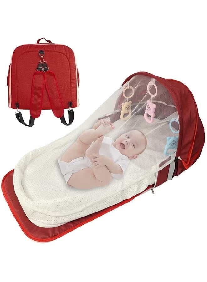 general Baby Bed Portable Baby Bed Foldable Infant Crib With Cartoon Toys Detachable Cotton Cover Suitable for Travel and Home Use Easy to Carry - Image 1