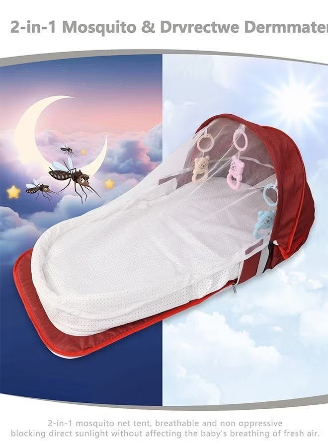 general Baby Bed Portable Baby Bed Foldable Infant Crib With Cartoon Toys Detachable Cotton Cover Suitable for Travel and Home Use Easy to Carry - Image 4