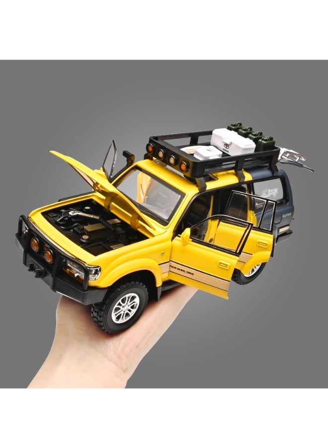 حديقة الألعاب نموذج سيارة لاند كروزر LC80 مقياس 1:24 – سيارة سحب للخلف مع ضوء وصوت | نموذج معدني قابل للجمع للأطفال من سن 4 إلى 8 سنوات - Image 5