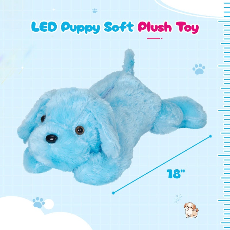 WEWILL 18 Light up Puppy Stuffed Animal Creative Night Light Lovely LED Dog Glow Soft Plush Toy Gifts for Kids on Christmas Birthday Valentines Festivals Blue - Image 3