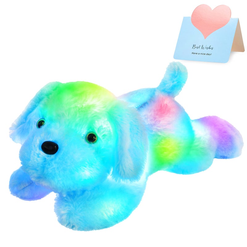 WEWILL 18 Light up Puppy Stuffed Animal Creative Night Light Lovely LED Dog Glow Soft Plush Toy Gifts for Kids on Christmas Birthday Valentines Festivals Blue - Image 2