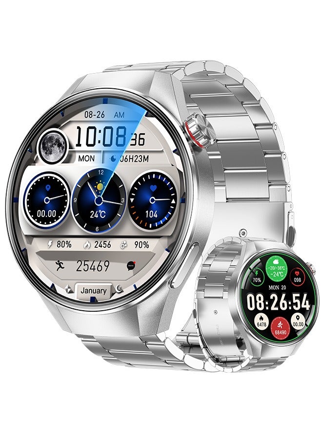 رولستيمي ساعة ذكية تعمل بالبلوتوث للرجال ، تعمل باللمس بملء الشاشة مقاس 1.75 بوصة ، بلوتوث للرد / إجراء المكالمات ، مراقبة التمارين والنوم ، عرض إشعار الرسائل ، سوار ذكي عالمي لأنظمة أندرويد وآي أو إس ، جي 5 بلس - Image 1