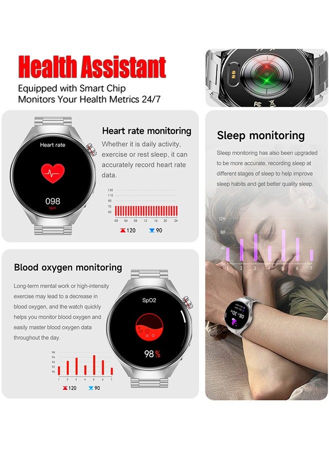 رولستيمي ساعة ذكية تعمل بالبلوتوث للرجال ، تعمل باللمس بملء الشاشة مقاس 1.75 بوصة ، بلوتوث للرد / إجراء المكالمات ، مراقبة التمارين والنوم ، عرض إشعار الرسائل ، سوار ذكي عالمي لأنظمة أندرويد وآي أو إس ، جي 5 بلس - Image 5