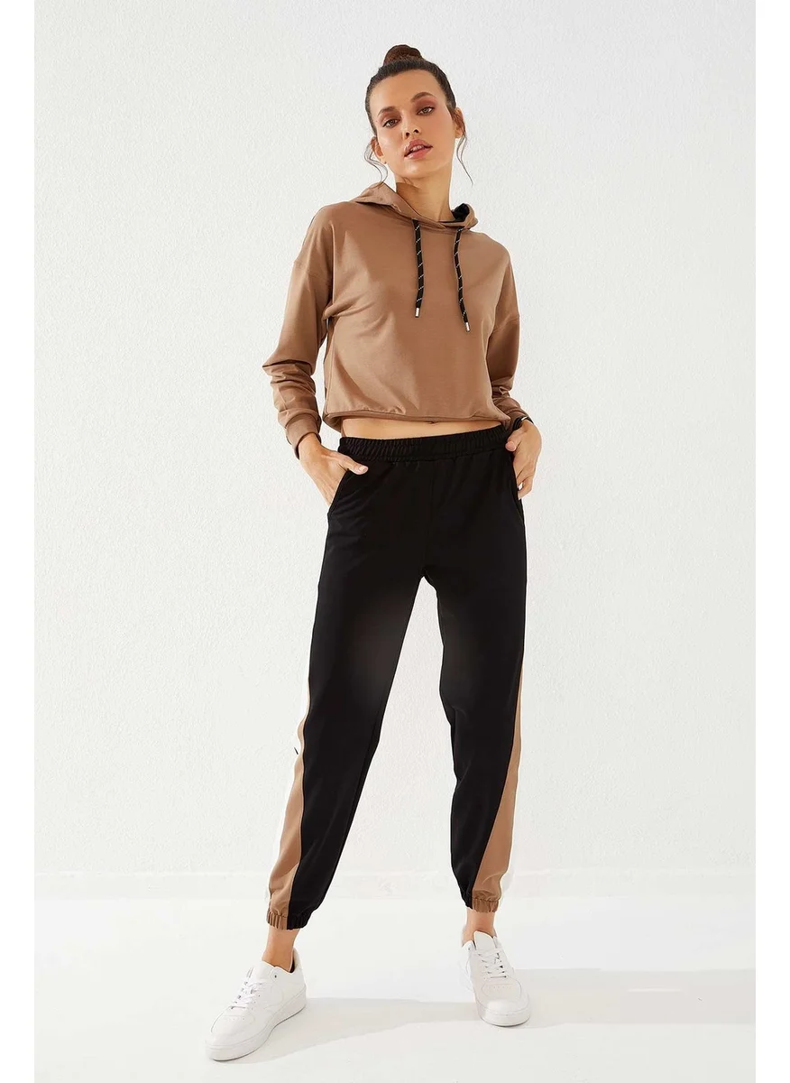 Tommy Life Two-Tone Black Elastic Leg Women's Tracksuit Bottoms