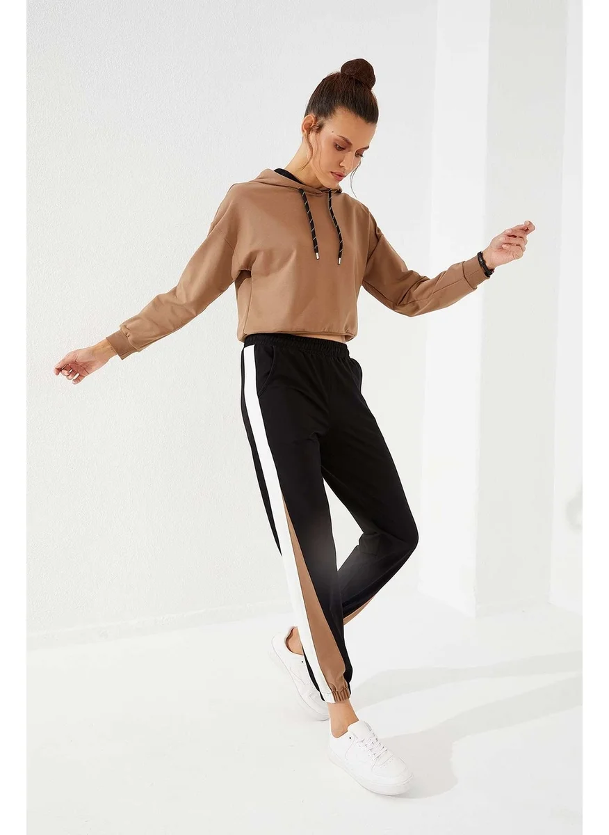 Tommy Life Two-Tone Black Elastic Leg Women's Tracksuit Bottoms