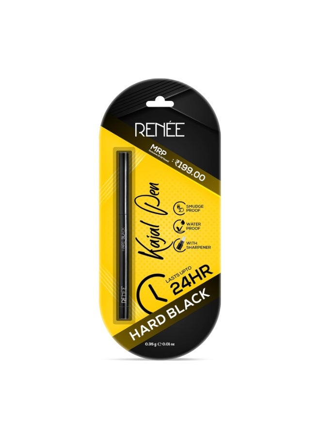 رينيه قلم كحل أسود صلب من رينيه مع مبراة | يدوم 24 ساعة | يدوم طويلاً | قلم كحل أسود فائق السواد | لمسة نهائية مطفية ولون غني | مقاوم للتلطخ والماء | تركيبة سهلة الاستخدام بمسحة واحدة | 0.35 غرام - Image 1