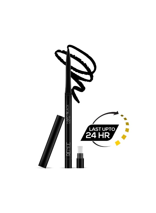 رينيه قلم كحل أسود صلب من رينيه مع مبراة | يدوم 24 ساعة | يدوم طويلاً | قلم كحل أسود فائق السواد | لمسة نهائية مطفية ولون غني | مقاوم للتلطخ والماء | تركيبة سهلة الاستخدام بمسحة واحدة | 0.35 غرام - Image 3
