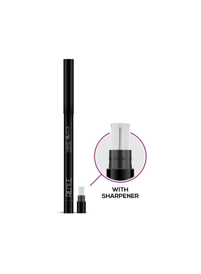 رينيه قلم كحل أسود صلب من رينيه مع مبراة | يدوم 24 ساعة | يدوم طويلاً | قلم كحل أسود فائق السواد | لمسة نهائية مطفية ولون غني | مقاوم للتلطخ والماء | تركيبة سهلة الاستخدام بمسحة واحدة | 0.35 غرام - Image 2