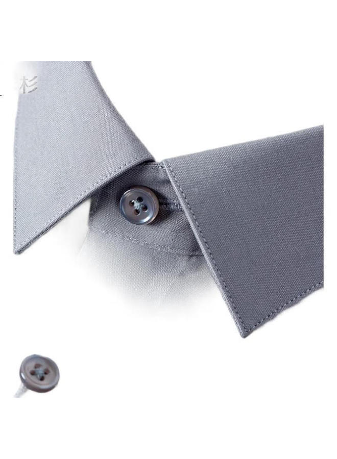 FIRS Men'S Long Sleeve Casual Business Wrinkle-Free Silk Shirt Light Grey 42 - Image 3