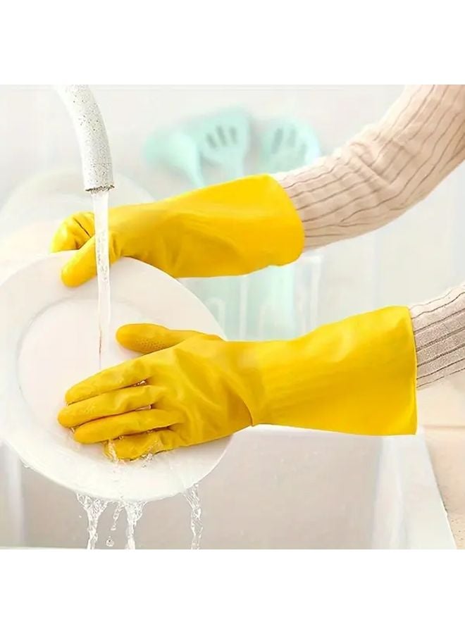 Size S 2 Pairs Thick Elastic Reusable Rubber Household Kitchen Cleaning Gloves - Image 3